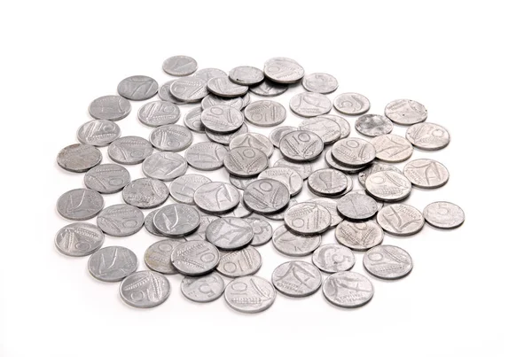 Set Old Lira Coins White Background — Stock Photo, Image