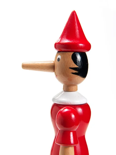 Houten Pinocchio Een Witte Achtergrond — Stockfoto