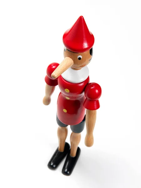 Pinocchio Aus Holz Auf Weißem Hintergrund — Stockfoto