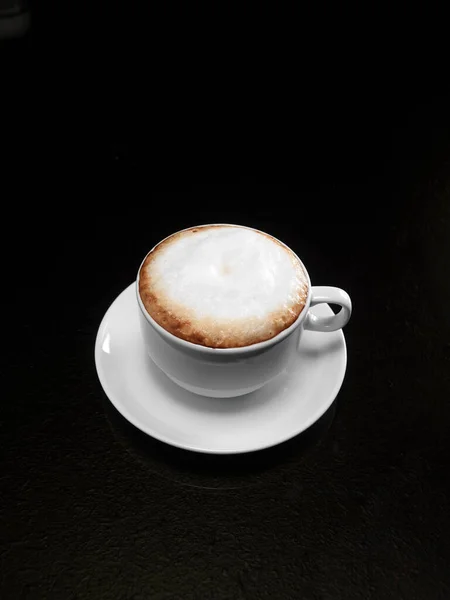 Kaffe Kopp Svart Bakgrund — Stockfoto