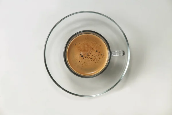 Tasse Verre Vue Dessus Avec Café — Photo