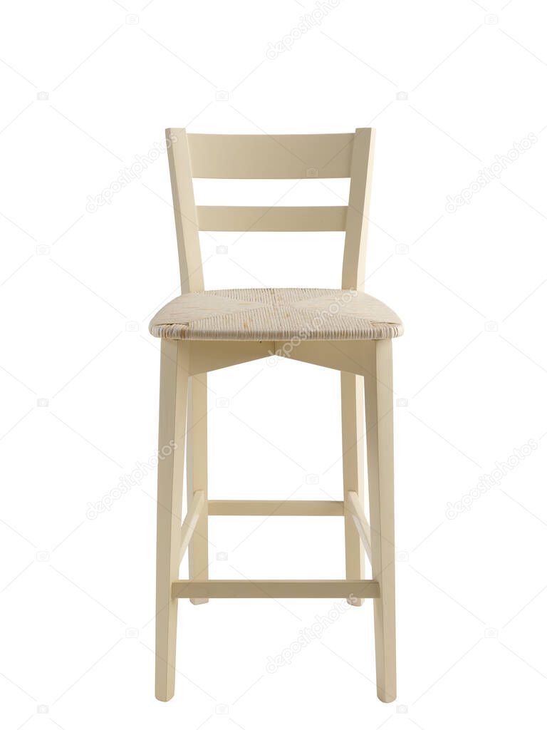 Wooden stool on neutral background
