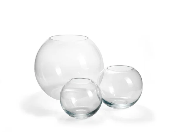 Transparante Glazen Vazen Een Neutrale Achtergrond — Stockfoto