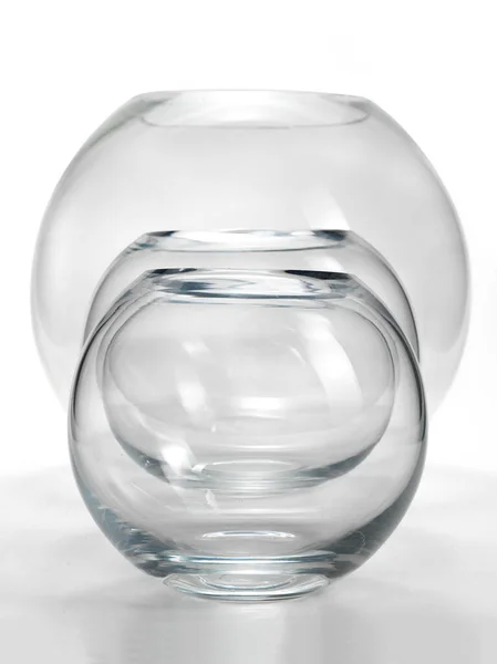 Vasos Vidro Transparentes Fundo Neutro — Fotografia de Stock