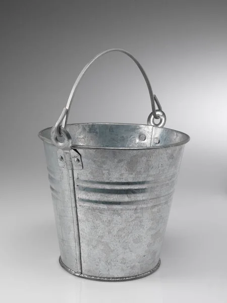 Vintage Metal Bucket Neutral Background — Stock Photo, Image