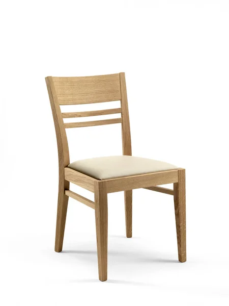 Drewniane Krzesło Siedziskiem Tkaniny Białym Tle — Zdjęcie stockowe