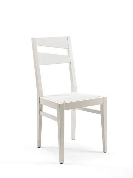 Białe Drewniane Krzesło Białym Tle — Zdjęcie stockowe