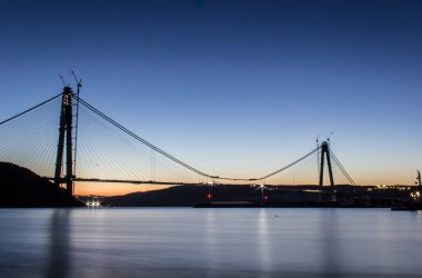 İSTANBUL, TURKEY - 7 Şubat 2016; Yavuz Sultan Selim Köprüsü, Üçüncü Köprü İstanbul için yeni bir boğaz. Bu köprü bitmiş olacak, 200 metre var..