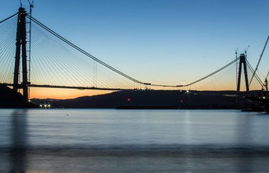İSTANBUL, TURKEY - 7 Şubat 2016; Yavuz Sultan Selim Köprüsü, Üçüncü Köprü İstanbul için yeni bir boğaz. Bu köprü bitmiş olacak, 200 metre var..