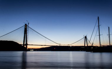 İSTANBUL, TURKEY - 7 Şubat 2016; Yavuz Sultan Selim Köprüsü, Üçüncü Köprü İstanbul için yeni bir boğaz. Bu köprü bitmiş olacak, 200 metre var..
