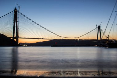 İSTANBUL, TURKEY - 7 Şubat 2016; Yavuz Sultan Selim Köprüsü, Üçüncü Köprü İstanbul için yeni bir boğaz. Bu köprü bitmiş olacak, 200 metre var..