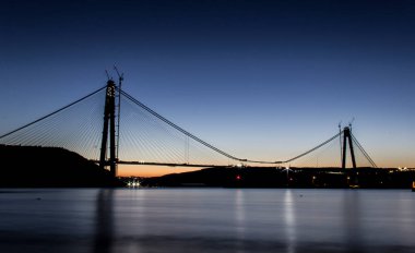 İSTANBUL, TURKEY - 7 Şubat 2016; Yavuz Sultan Selim Köprüsü, Üçüncü Köprü İstanbul için yeni bir boğaz. Bu köprü bitmiş olacak, 200 metre var..