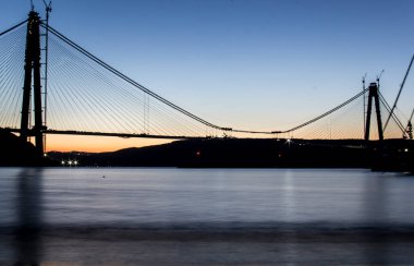 İSTANBUL, TURKEY - 7 Şubat 2016; Yavuz Sultan Selim Köprüsü, Üçüncü Köprü İstanbul için yeni bir boğaz. Bu köprü bitmiş olacak, 200 metre var..