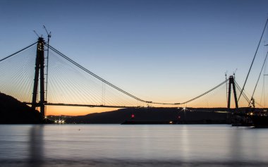 İSTANBUL, TURKEY - 7 Şubat 2016; Yavuz Sultan Selim Köprüsü, Üçüncü Köprü İstanbul için yeni bir boğaz. Bu köprü bitmiş olacak, 200 metre var..