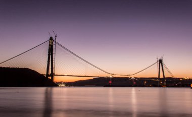 İSTANBUL, TURKEY - 7 Şubat 2016; Yavuz Sultan Selim Köprüsü, Üçüncü Köprü İstanbul için yeni bir boğaz. Bu köprü bitmiş olacak, 200 metre var..