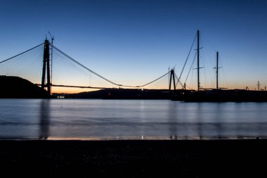 İSTANBUL, TURKEY - 7 Şubat 2016; Yavuz Sultan Selim Köprüsü, Üçüncü Köprü İstanbul için yeni bir boğaz. Bu köprü bitmiş olacak, 200 metre var..