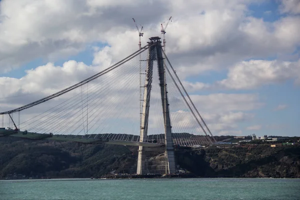 Istanbul Turkey Лютого 2016 Yavuz Sultan Selim Bridge Third Bridge — стокове фото