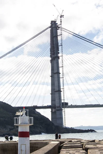 伊斯坦布尔 土耳其伊斯坦布尔 2016年2月7日 Yavuz Sultan Selim Bridge Third Bridge是伊斯坦布尔的新老板 — 图库照片