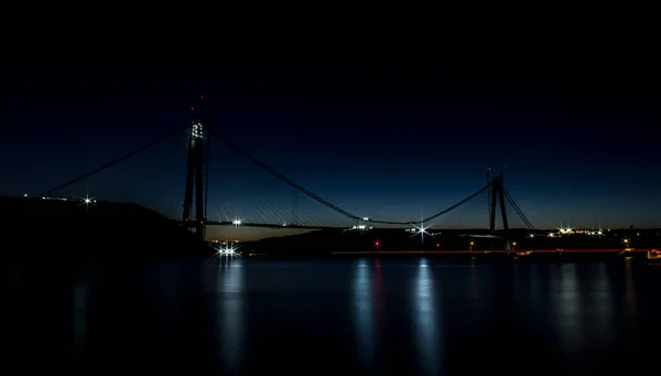 伊斯坦布尔 土耳其 2016年2月7日 Yavuz Sultan Selim Bridge Third Bridge是伊斯坦布尔的新主唱 这座桥将完工后 — 图库照片