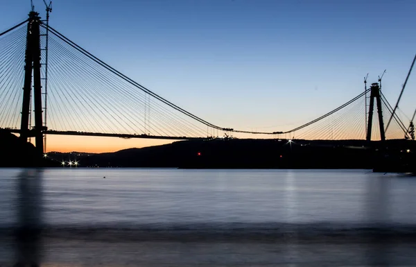 イスタンブール トルコ 2月7 2016 ヤヴズ サルタン セリム橋 第三橋は イスタンブールのための新しいボスポラスです この橋は — ストック写真
