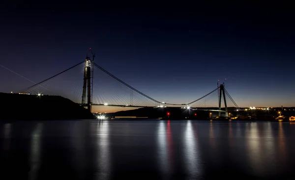 伊斯坦布尔 土耳其 2016年2月7日 Yavuz Sultan Selim Bridge Third Bridge是伊斯坦布尔的新主唱 这座桥将完工后 — 图库照片