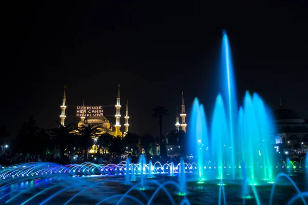 Hagia Sophia Ayasofya Fountain View Sultan Ahmet Park Night Istanbul — Stock Photo, Image