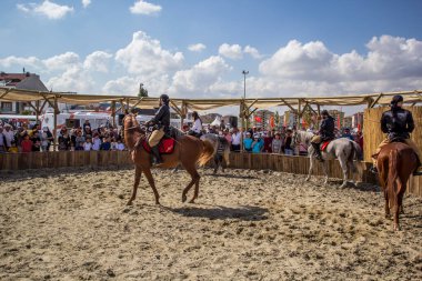 İSTANBUL, TURKEY - 13 Mayıs 2017: Etnospor Kültür Festivali Yenikapi, İstanbul, Türkiye 'deki eski Osmanlı Türkçesi kültürel etkinlikleri hakkında.
