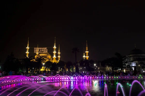 Ayasofya (Ayasofya) ve Sultan Ahmet Parkı 'ndan çeşme manzarası, İstanbul, Türkiye