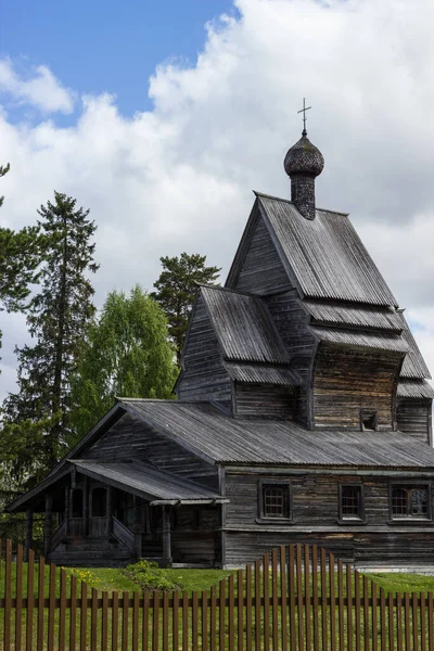 Old wooden orthodox church. Russian wooden architecture