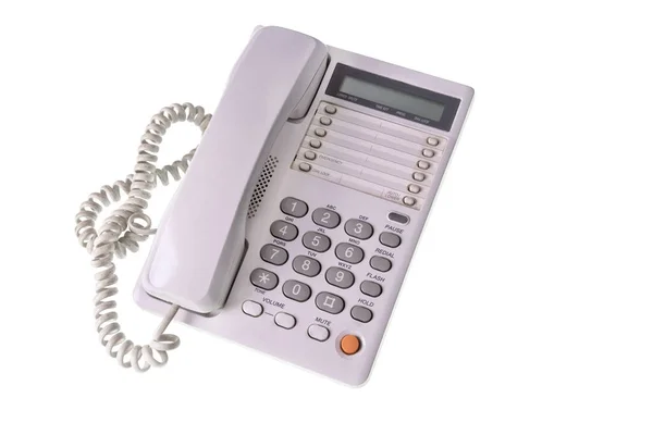 Stary biały telefon biurowy z białym tłem. Izolacja. — Zdjęcie stockowe