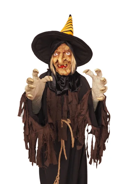 Terrible witch isolated on a white background. Halloween concept — Stock Photo, Image