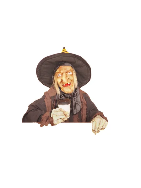 Terrible witch isolated on a white background. Halloween concept — Stock Photo, Image