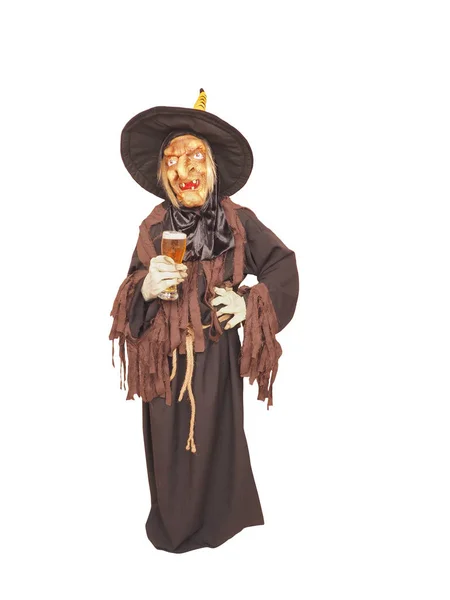 Terrible witch isolated on a white background. Halloween concept — Stock Photo, Image