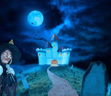 Parti arka planı. Cadılar Bayramı concept.3d illüstrasyon.