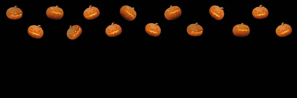 Sfondo Halloween Modello Senza Cuciture Zucche Isolate Nero — Foto Stock