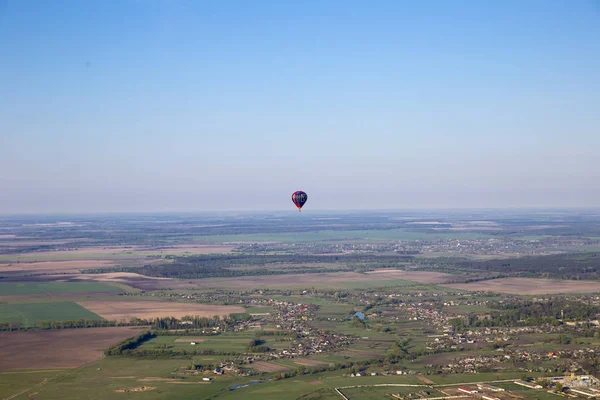 Voo Balão Sobre Paisagem Natural Plana Campo Ucrânia Central Campos — Fotografia de Stock