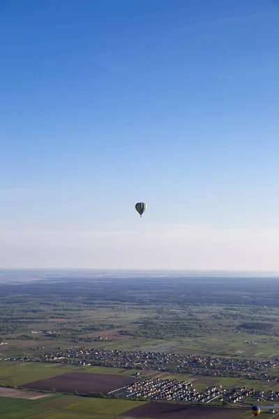 Voo Balão Sobre Paisagem Natural Plana Campo Ucrânia Central Campos — Fotografia de Stock