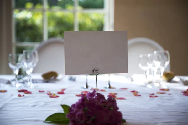 Elegantly Served Glasses Cutlery Decorated Flowers Tables White Tablecloths Burning — Stock Photo, Image