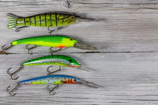 Aparejos Pesca Una Mesa Madera —  Fotos de Stock