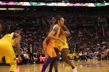 Phoenix Talking Stick Resort Arena'da Phoenix, Az / Amerika 14 Haziran 2019 de Phoenix Mercury için Brittney Griner merkezi.