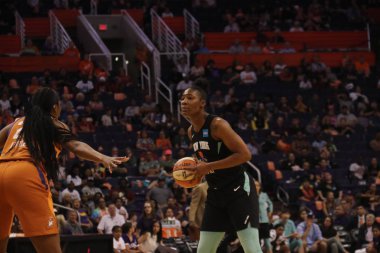 Phoenix Talking Stick Resort Arena'da New York Liberty için Asya Durr bekçi,Az /Abd Temmuz 5,2019.