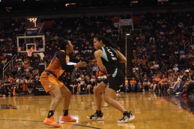 Phoenix Talking Stick Resort Arena'da New York Liberty için Asya Durr bekçi,Az /Abd Temmuz 5,2019.