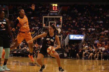 Phoenix Talking Stick Resort Arena'da New York Liberty için Asya Durr bekçi,Az /Abd Temmuz 5,2019.