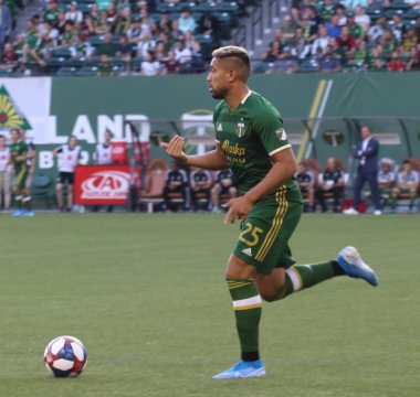Oregon, Amerika Birleşik Devletleri - 23 Ağustos 2019 : Portland Timbers için Bill Tuiloma defans Portland Providence Park'ta