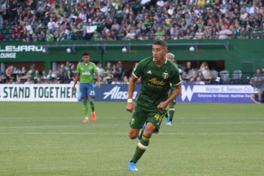 Oregon, Amerika Birleşik Devletleri - 23 Ağustos 2019 : Marvin Lora Portland'daki Providence Park'ta Portland Timbers'da orta saha oyuncusu