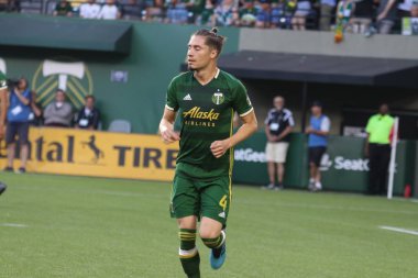 Oregon, Amerika Birleşik Devletleri - 23 Ağustos 2019 : Portland Timbers için Jorge Villafana defans Portland Providence Park'ta 