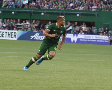 Oregon, Amerika Birleşik Devletleri - 23 Ağustos 2019 : Portland Timbers için Bill Tuiloma defans Portland Providence Park'ta