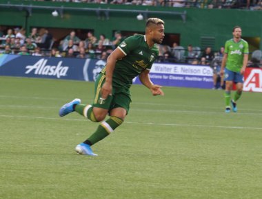 Oregon, Amerika Birleşik Devletleri - 23 Ağustos 2019 : Portland Timbers için Bill Tuiloma defans Portland Providence Park'ta