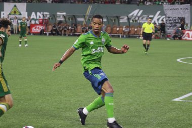 Oregon, Amerika Birleşik Devletleri - 23 Ağustos 2019 :Jordy Delem orta saha oyuncusu Seattle Sounders Fc Portland Providence Park'ta