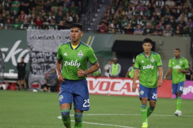 Oregon, Amerika Birleşik Devletleri - 23 Ağustos 2019 : Xavier Arreaga, Portland'daki Providence Park'ta Seattle Sounders Fc defans oyuncusu